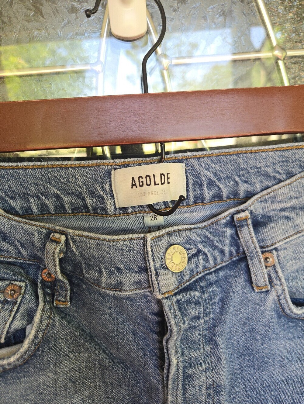 AGOLDE Riley High Rise Straight Crop Jeans Light Wash - Picture 4 of 5
